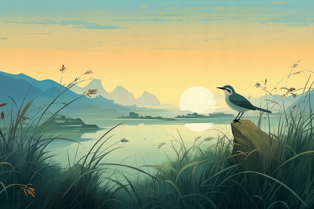 Poszter 91,5x61cm Alkonyat a folyóparti kegyhely felett