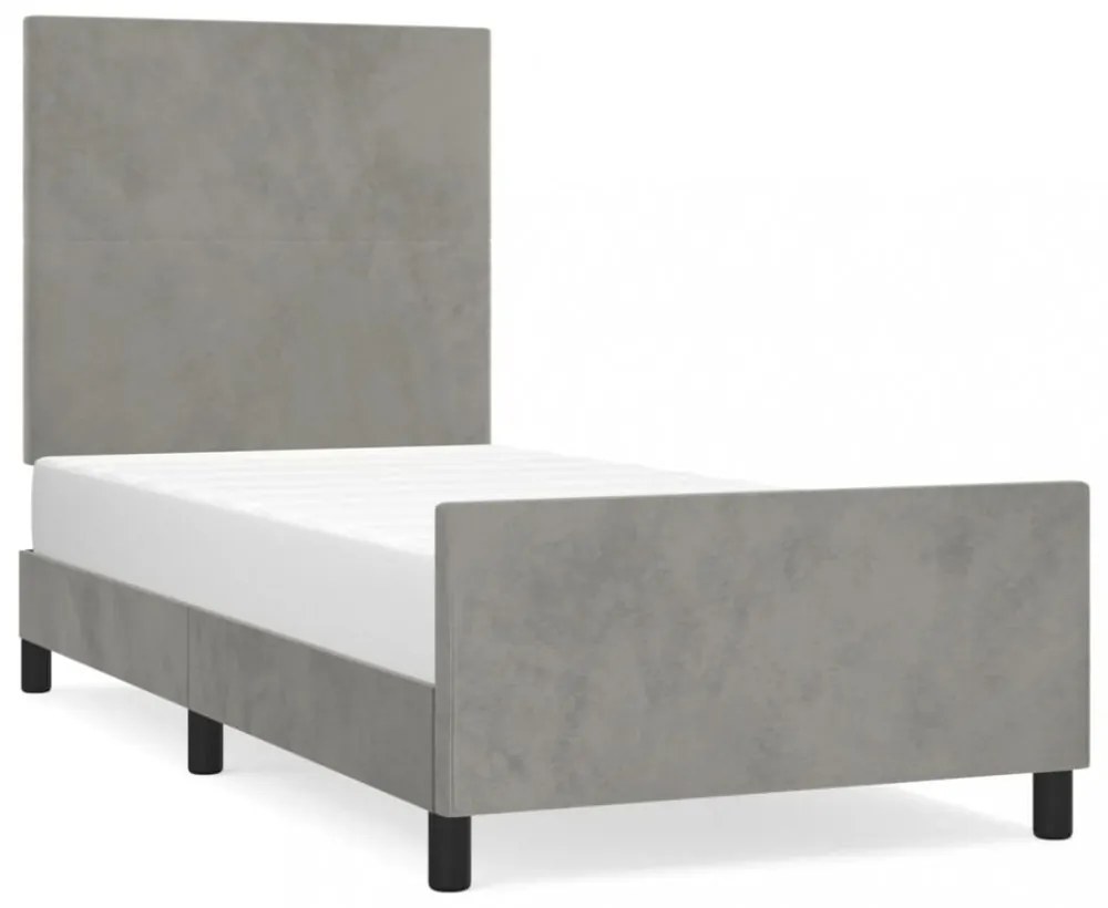 világosszürke bársony ágykeret matrac nélkül 80x200 cm