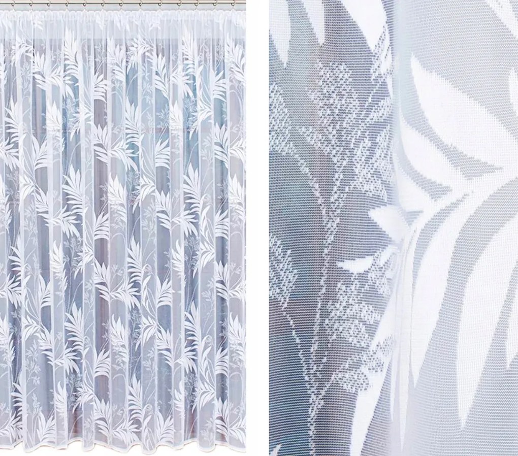 Kész Hosszú Jacquard Függöny 250x200 Levél Nappali Hálószoba Szoba Fehér