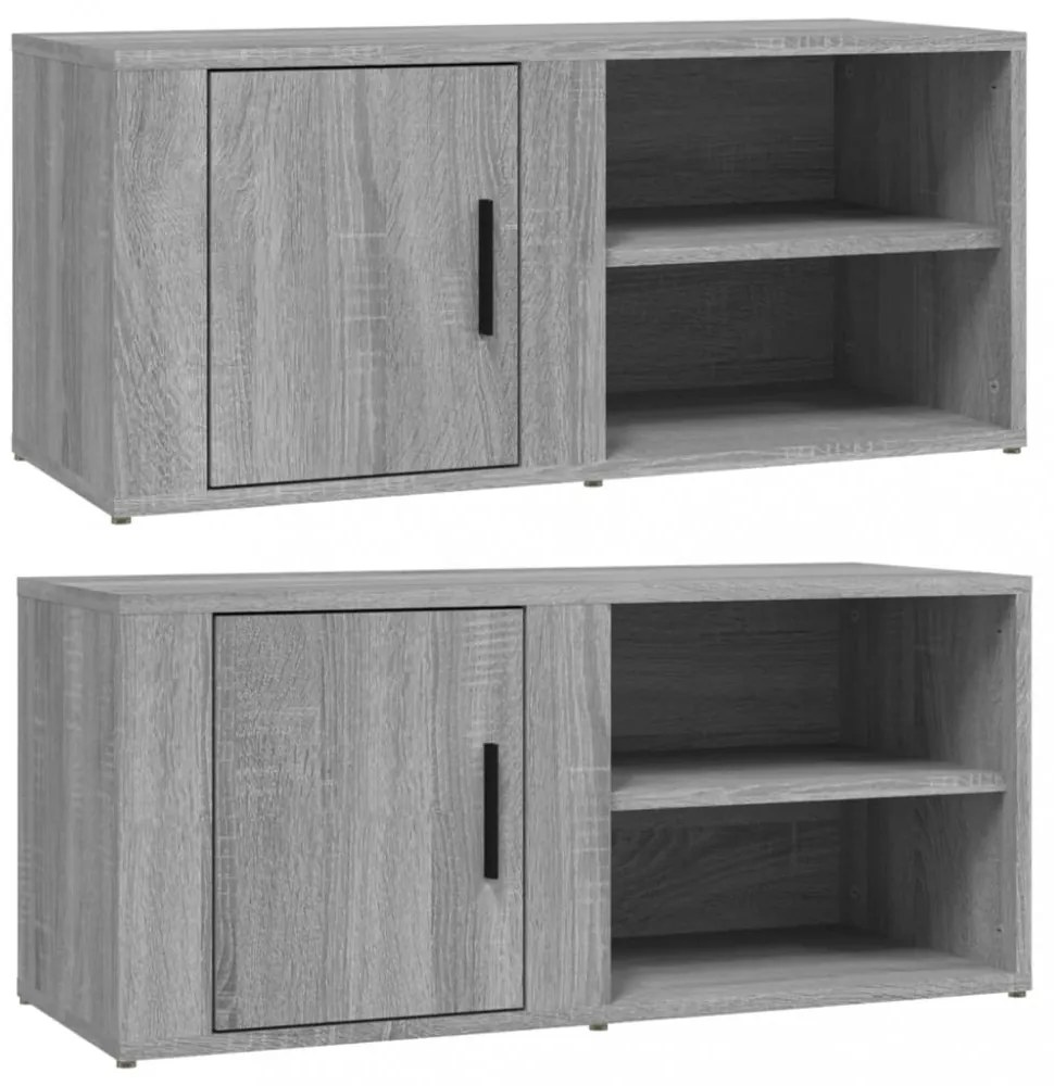 2 db szürke sonoma színű szerelt fa TV-szekrény 80x31,5x36 cm