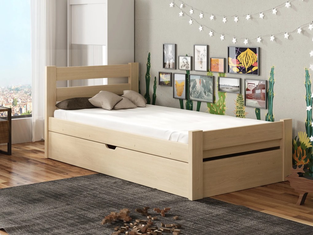 Gyerekágy 90 x 190 cm Nia (ágyráccsal és tárolóhellyel) (borovi fenyő). Akció -10%. 1012888