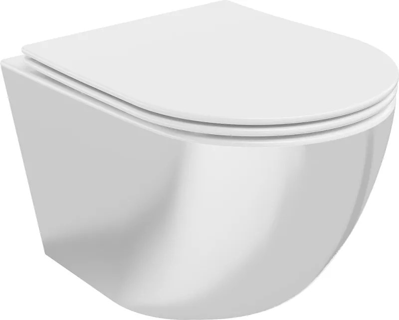 Mexen Lena Rimless WC csésze lassan lehajtható vékony duroplaszt fedéllel, fehér/ezüst - 30224004