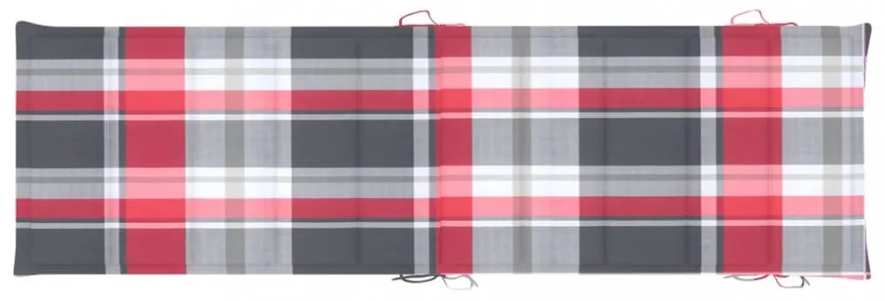 piros kockás oxford szövet napozóágy párna 186x58x4 cm