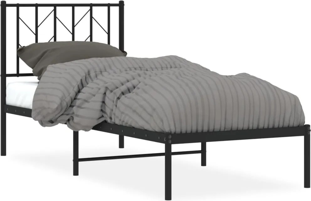 vidaXL fekete fém ágykeret fejtámlával 75 x 190 cm