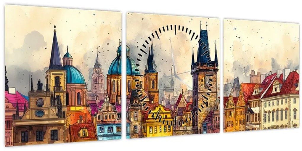 Kép - Ősz a festett városban (órával) (90x30 cm)