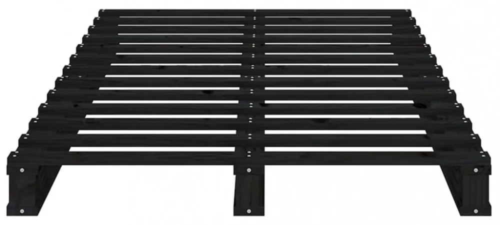 fekete tömör fenyőfa raklapágy 75 x 190 cm (Small Single)