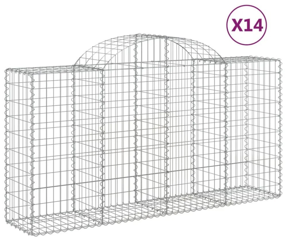 14 db íves horganyzott vas gabion kosár 200x50x100/120 cm