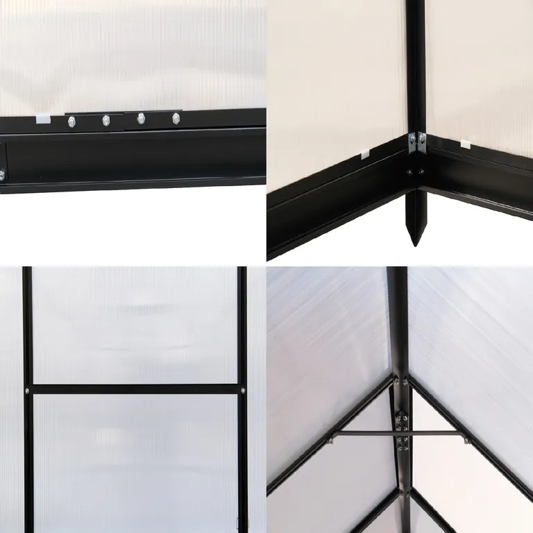 Furnigo Kerti üvegház 380x190x195 cm + alap - fekete