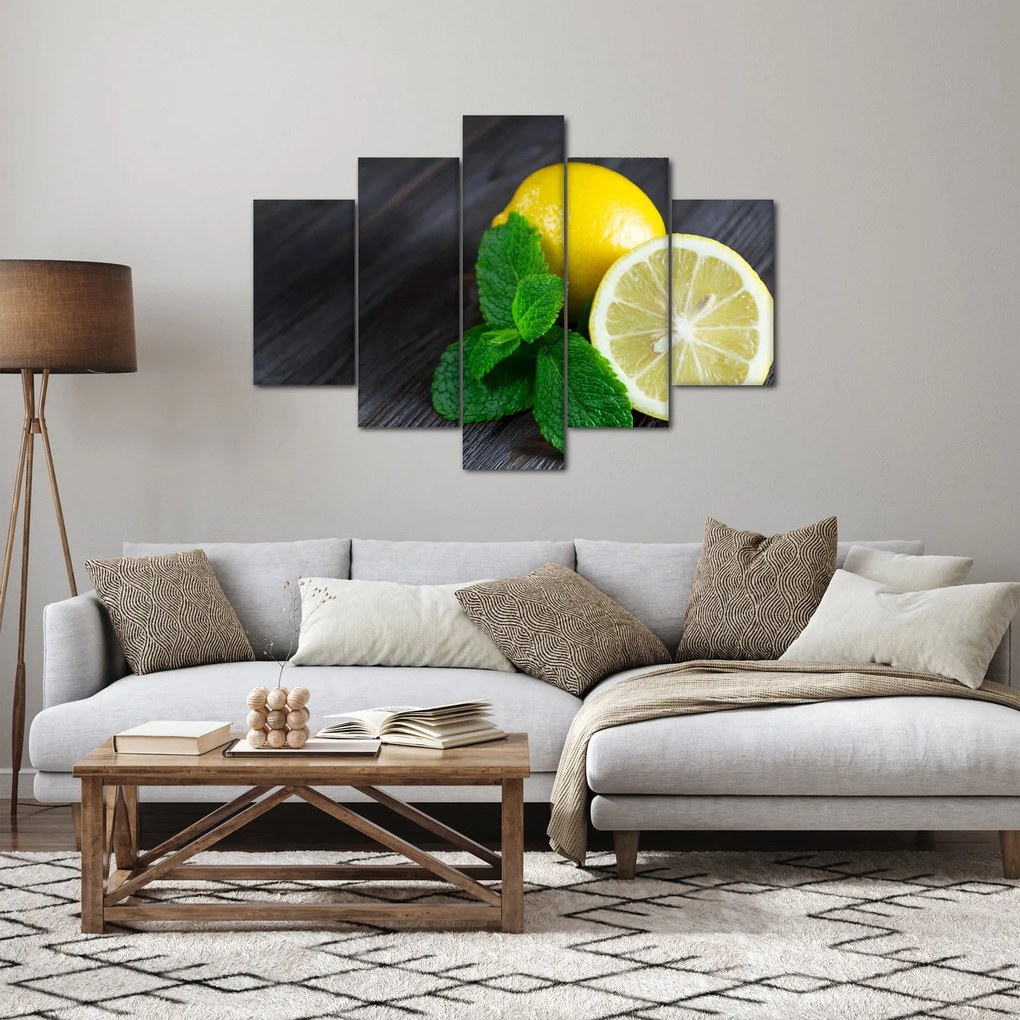 Citrom és a menta az asztalon képe (150x105 cm)