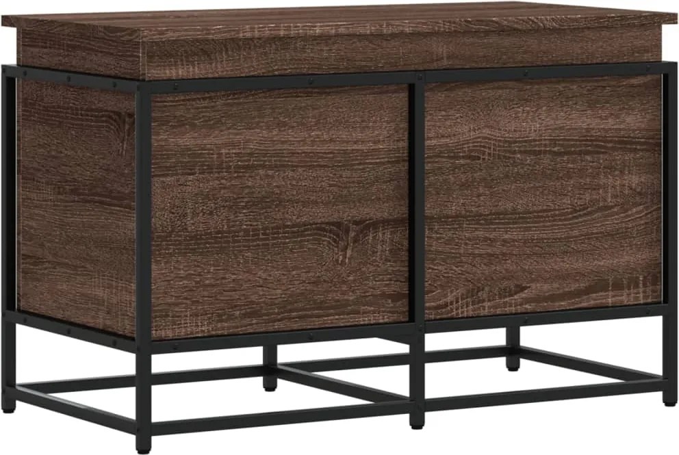 vidaXL barna tölgy színű szerelt fa tárolóláda fedéllel 80x40x51,5 cm