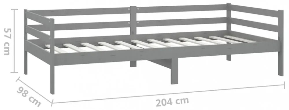 szürke tömör fenyőfa kanapéágy 90 x 200 cm
