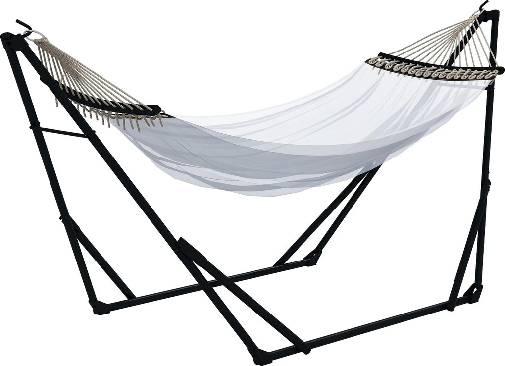 Outsunny Hintaállvány, Függőszék Állvány, Hintaállvány Hintával, Szállító Táskával, 120kg-ig Terhelhető, Acél, 263 x 89 x 100 cm, Fekete | Aosom