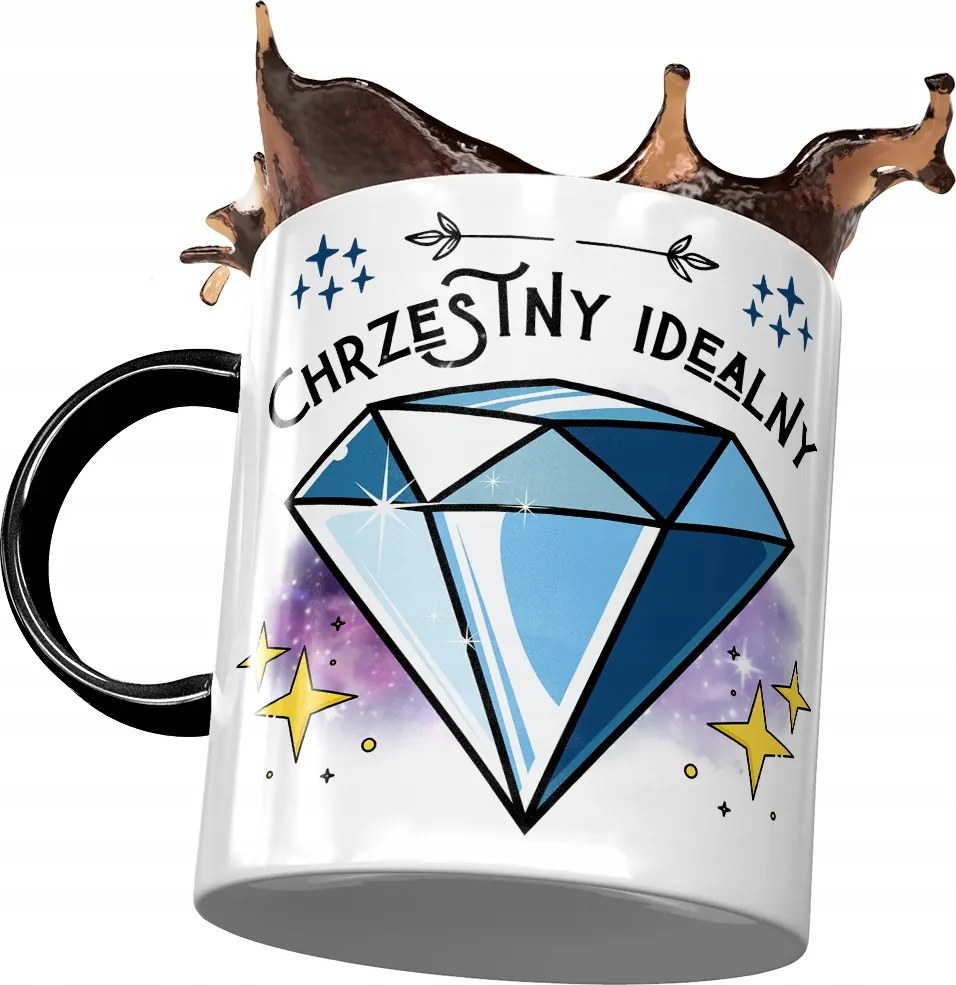 Fekete Bögre Keresztelőre Születésnapra Ajándék Nyomtatott Fotóval