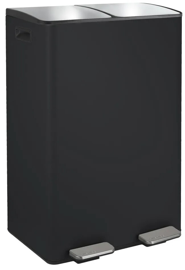 Matt fekete acél szelektív pedálos szemetes 2x30 l Aliya – Spirella