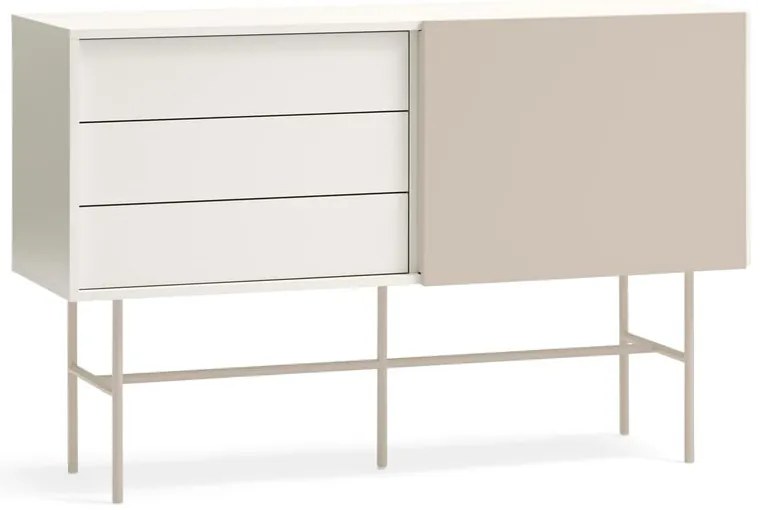 Bézs-krémszínű alacsony komód tolóajtóval 140x91 cm Nube – Teulat