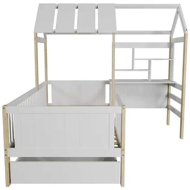 Juskys Yari gyerekágy 178x204x166 cm – fehér/természetes