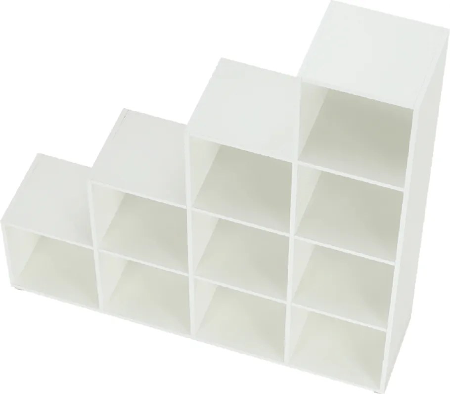 könyvespolc piramis, fehér, laminált DTD, NORAH