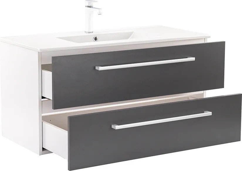 Vario Clam 100 alsó szekrény mosdóval fehér-antracit