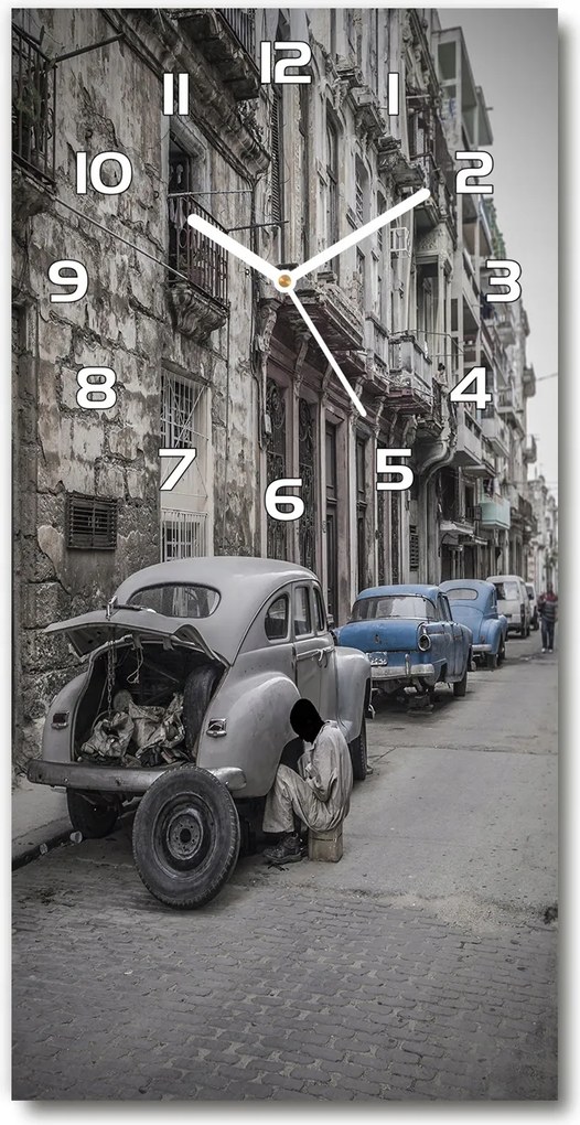 Gyönyörű üveg falióra Havanna 30x60 függőleges