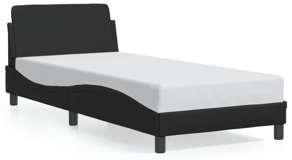 fekete műbőr ágykeret Dover 90x190 cm