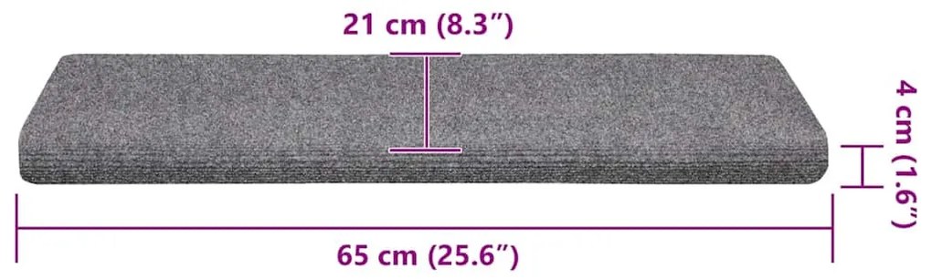 30 db öntapadós lépcsőszőnyeg, világosszürke, téglalap alakú széllel, 65 x 21 x 4 cm