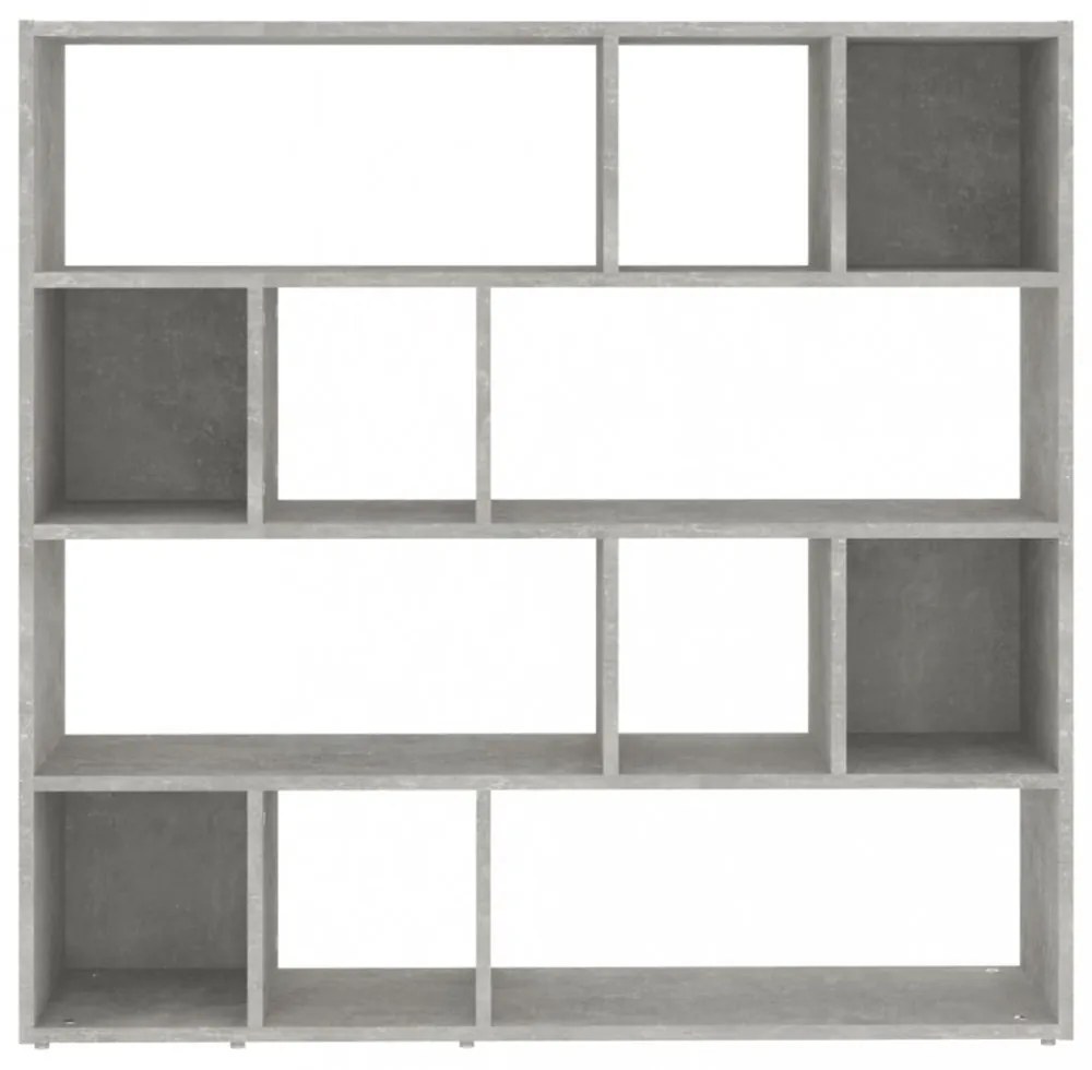 betonszürke térelválasztó könyvszekrény 105 x 24 x 102 cm