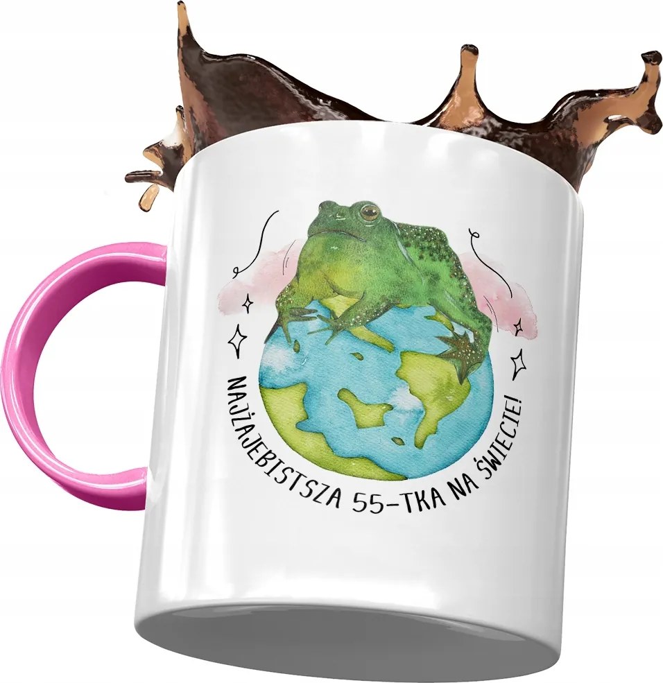 Rózsaszín Bögre Születésnapra 55 55-es 55-ös Ajándék Nyomtatott Fotóval