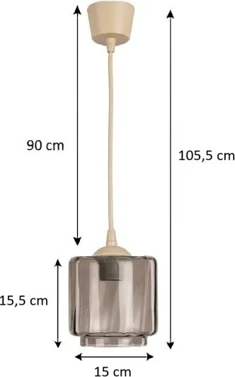 BRILAGI - LED csillár zsinóron R GLASS 1xE27/60W/230V átm. 15 cm bézs/füstös bézs