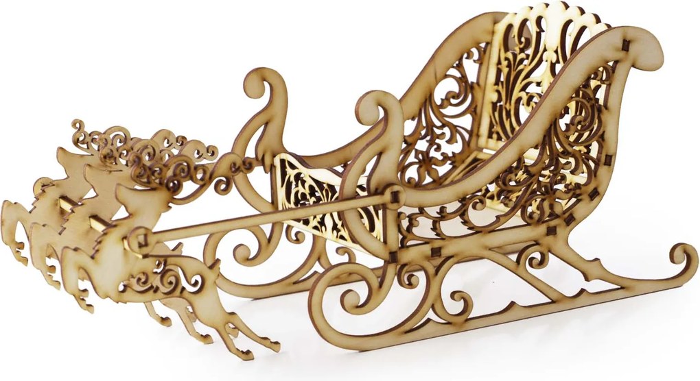 Karácsonyi dekoráció rénszarvas szánkóval, összecsukható