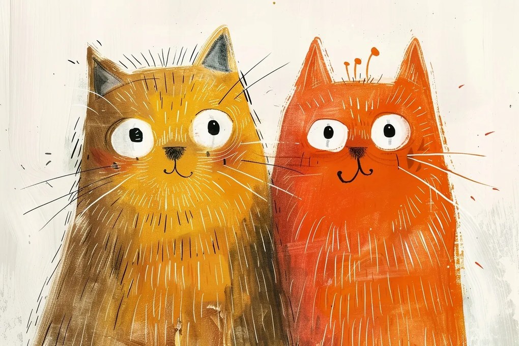 Vászonkép Canvas Gyerekek Grafika Rajz Két Vörös Macska 60x40