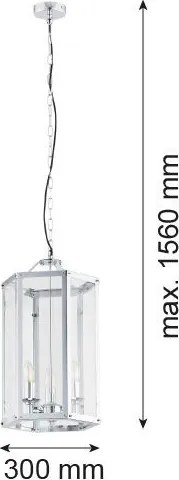 ARGON 1252 BODRUM Klasszikus Függesztett Lámpa Króm E27 IP20