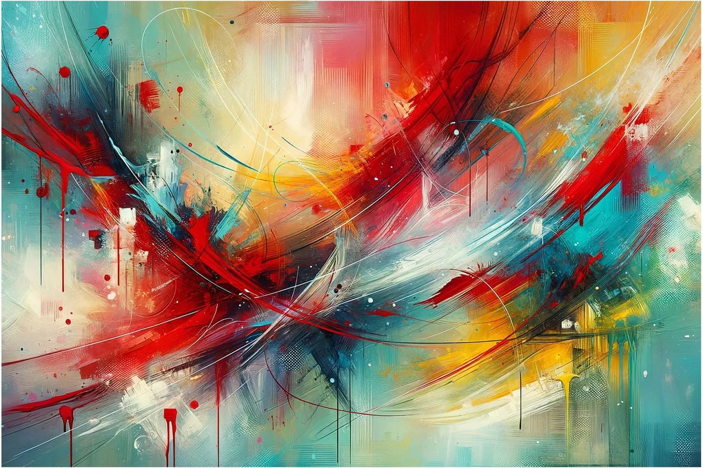 Kép – Absztrakció pirossal (90x60 cm)