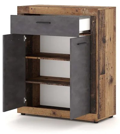 Komód 2 ajtóval és 1 fiókkal Old Style Dark / Matera színkombinációban – LUNA2