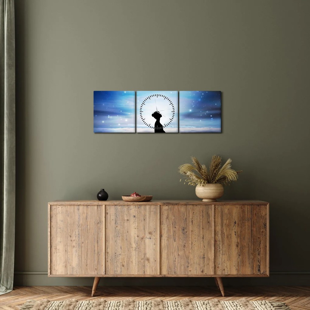 Meditáló nő képe (órával) (90x30 cm)