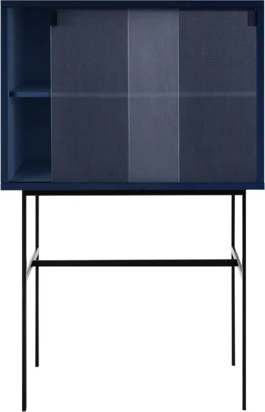 Sötétkék tálalószekrény tolóajtóval 70x109x40 cm Lekko – noo.ma