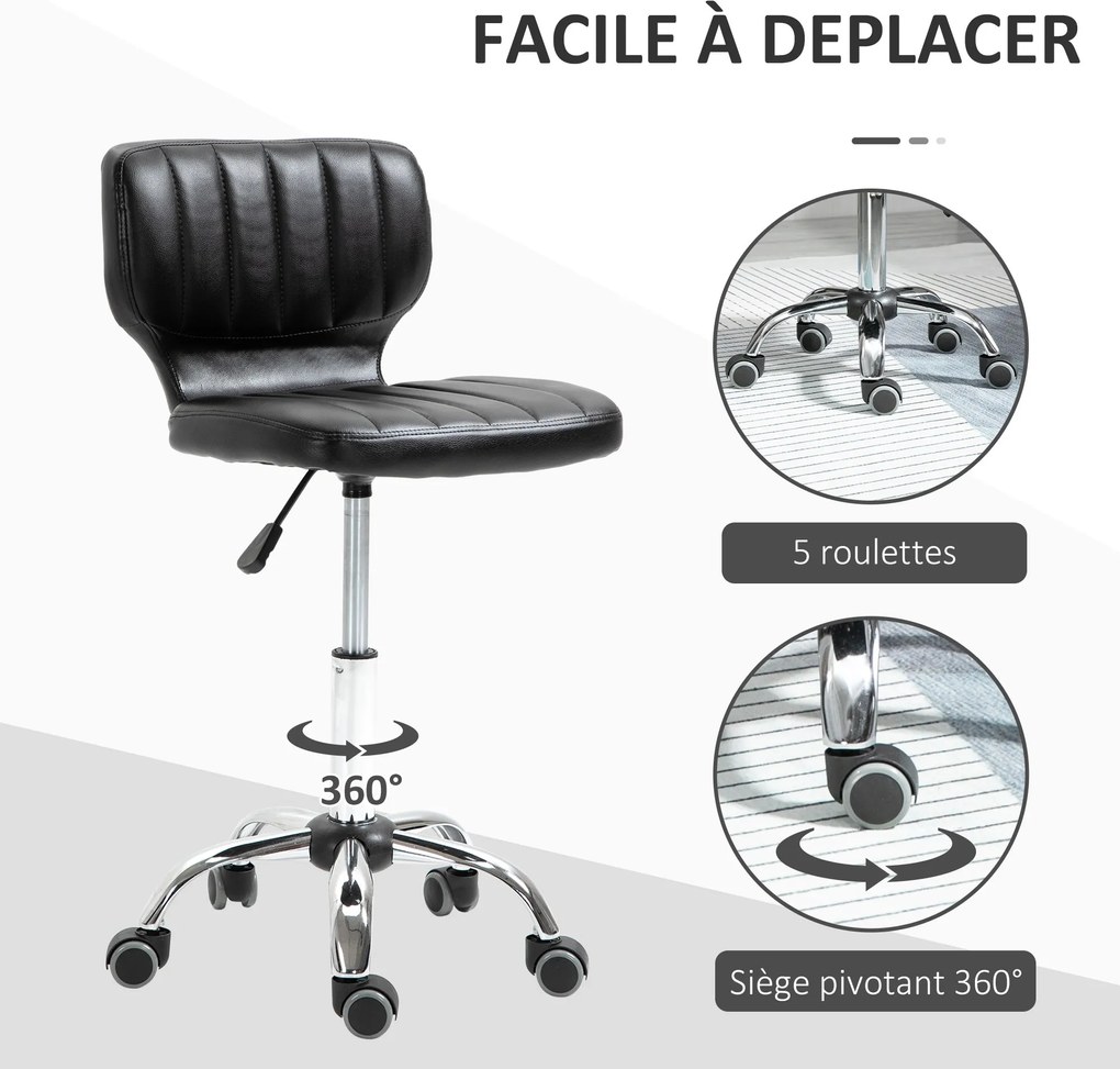HOMCOM Forgószék - 360°-ban forgó munkaszék - ergonomikus szék - állítható ülésmagasság 47-62 cm - párnázott szintetikus borítás fekete króm fémből |