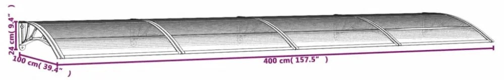 fekete polikarbonát ajtóelőtető 400 x 100 cm
