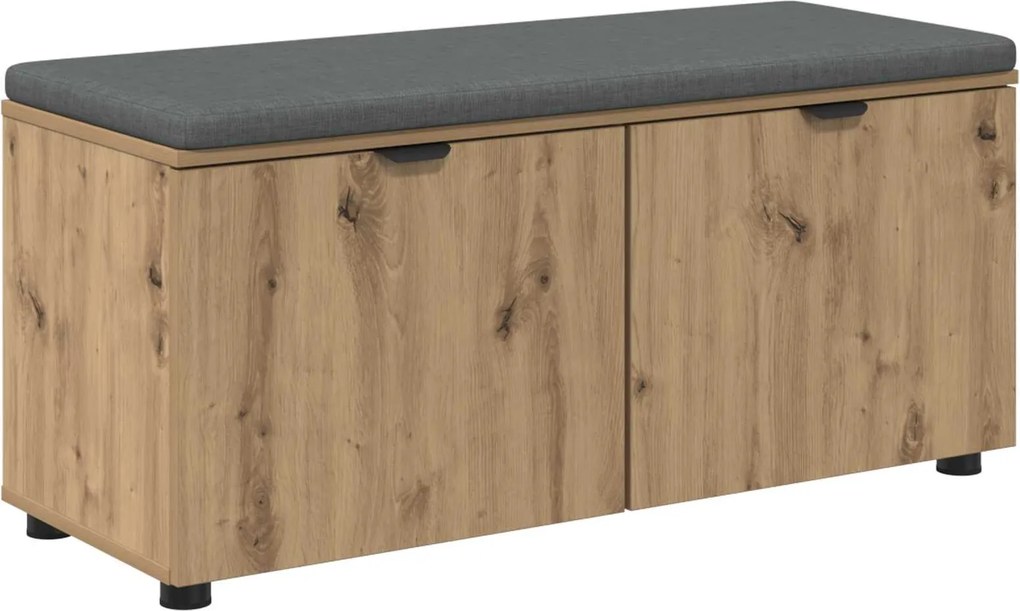 vidaXL Előtér pad Kézműves Tölgy 100 x 38 x 46 cm Műanyag Fa és Szövet