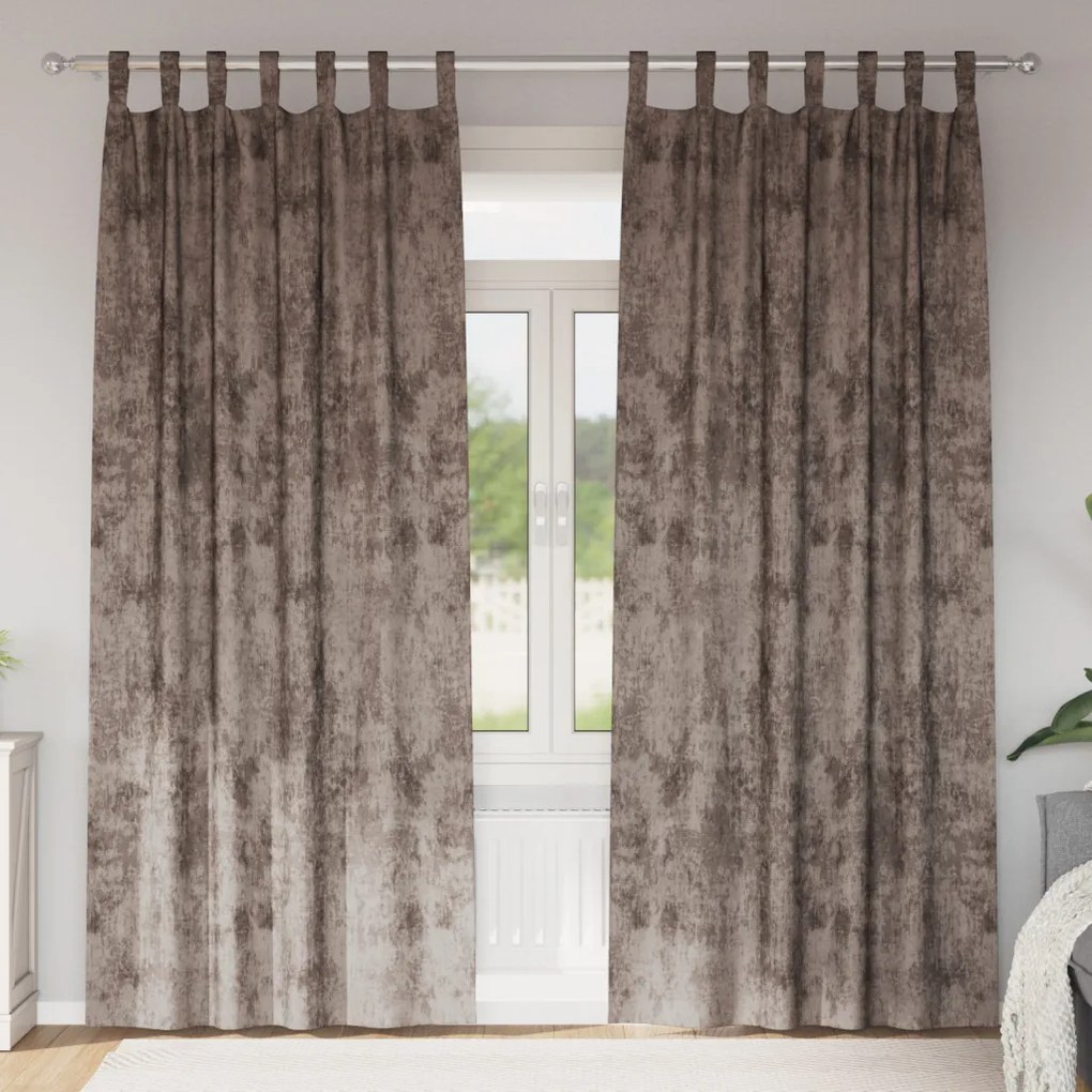 Velúr Függönyök 2 db Füllel Kávé 225x140 cm