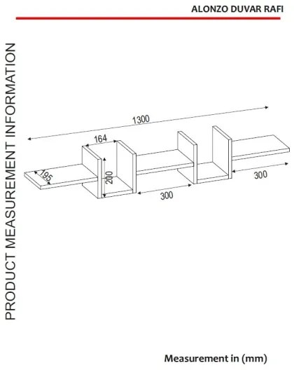 Fali polc ALONZA 20x130 cm fehér