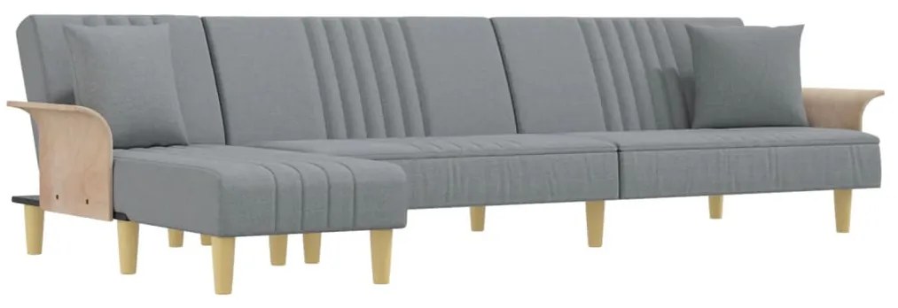 vidaXL világosszürke L-alakú szövet kanapéágy 279x140x70 cm