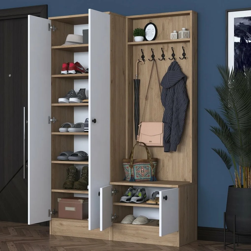 Előszoba szett Pone White and Walnut II