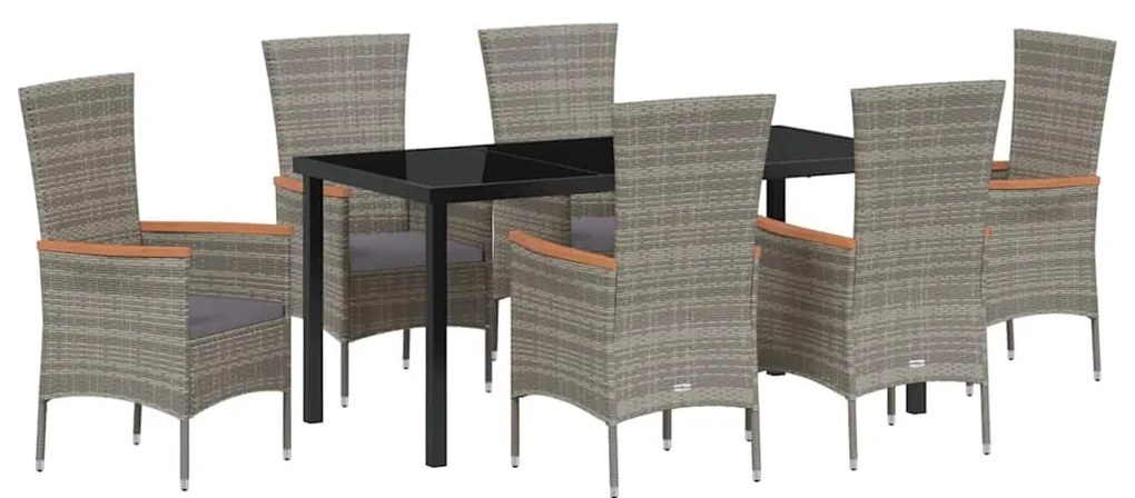 Kert étkező szett párnával 7 pcs Szürke Poli rattan