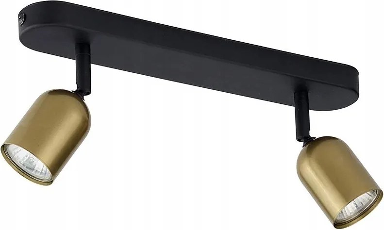 Mennyezeti lámpa fekete-arany 2xGU10 fém Dupla falra szerelhető spotlámpa