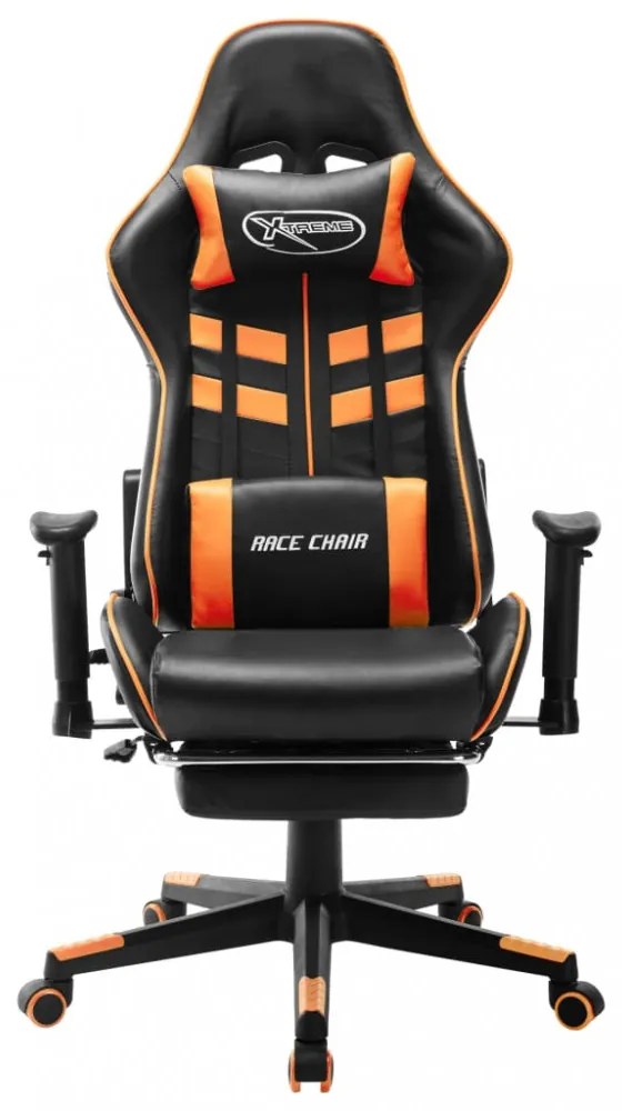fekete és narancssárga műbőr gamer szék lábtámasszal