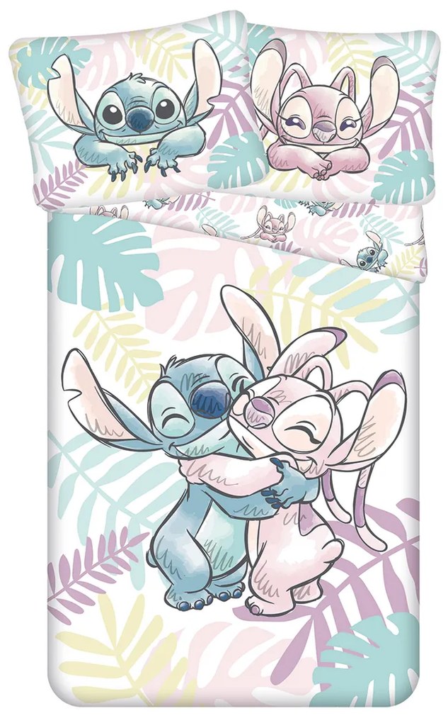 Jerry Fabrics Lilo és Stitch "Leaves" pamut ágyneműhuzat, 140 x 200 cm, 60 x 80 cm