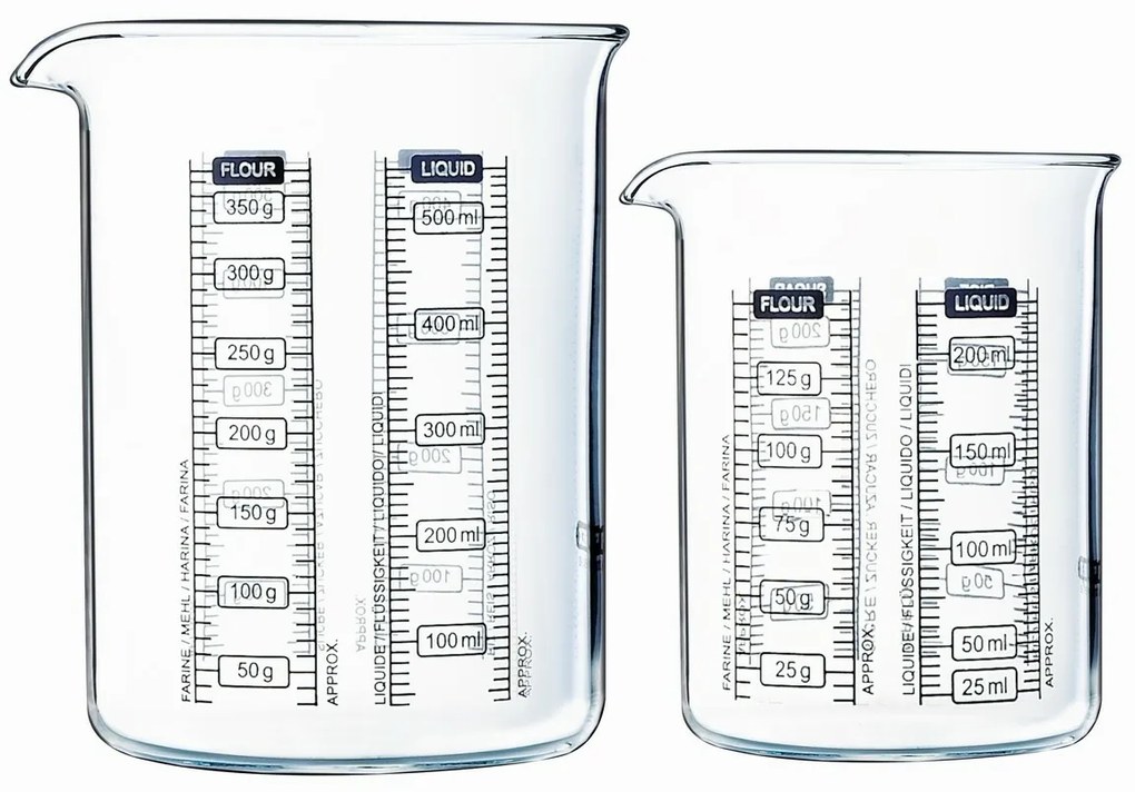 Pyrex Üveg mérőedény szett 2 db, 0,25 l + 0,5 l