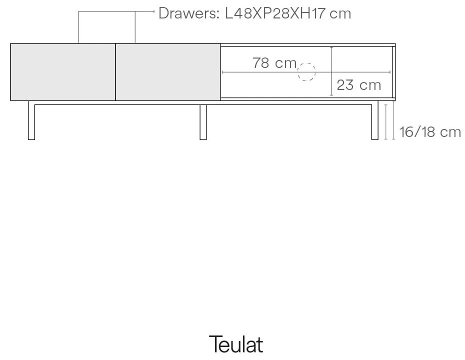 Fehér-natúr színű TV-állvány tölgyfa dekorral 180x45 cm Arista – Teulat
