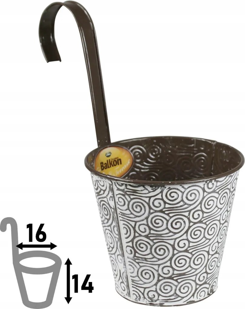 Sky függesztett balkon kaspó, 14 x ⌀16 cm, szürkésbarna