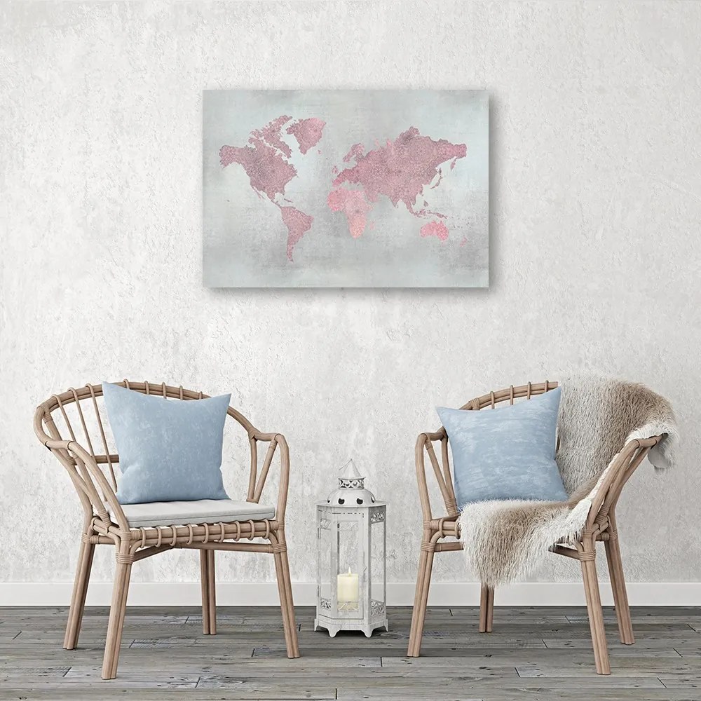 Gario Vászonkép A kontinensek rózsaszín térképe - Andrea Haase Méret: 120 x 80 cm